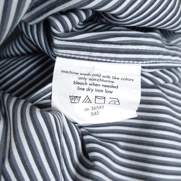 John Varvatos Mens Button Up Shirt Size 15 Long Sleeve Black Gray Stripe 103A - Picture 5 of 5